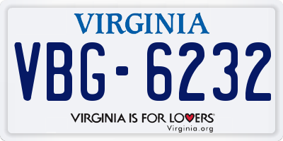 VA license plate VBG6232