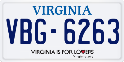 VA license plate VBG6263