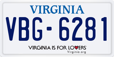 VA license plate VBG6281