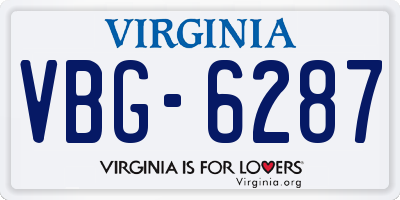 VA license plate VBG6287