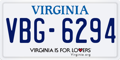 VA license plate VBG6294