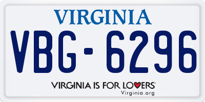 VA license plate VBG6296