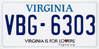 VA license plate VBG6303