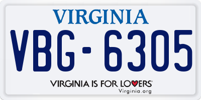 VA license plate VBG6305