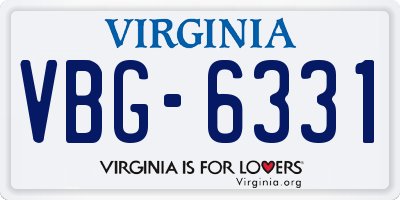 VA license plate VBG6331