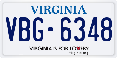 VA license plate VBG6348