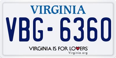 VA license plate VBG6360