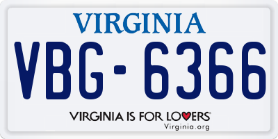 VA license plate VBG6366