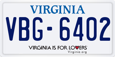 VA license plate VBG6402