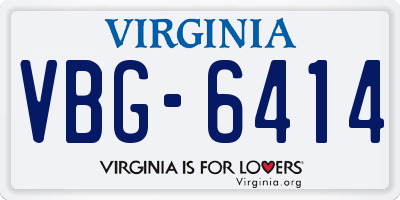 VA license plate VBG6414