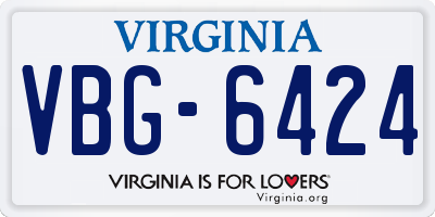 VA license plate VBG6424