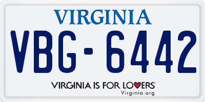 VA license plate VBG6442