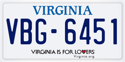 VA license plate VBG6451
