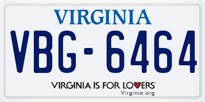 VA license plate VBG6464