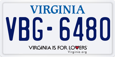 VA license plate VBG6480