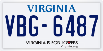 VA license plate VBG6487