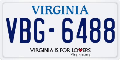 VA license plate VBG6488