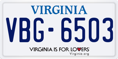 VA license plate VBG6503