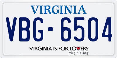 VA license plate VBG6504