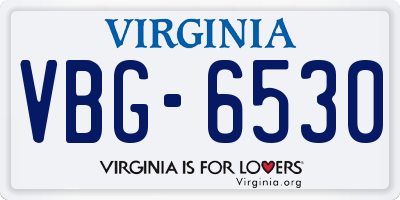 VA license plate VBG6530
