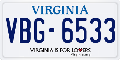 VA license plate VBG6533