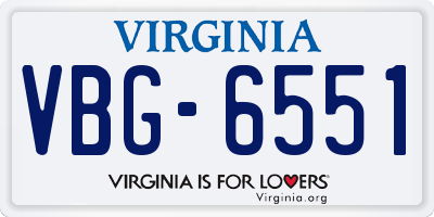 VA license plate VBG6551