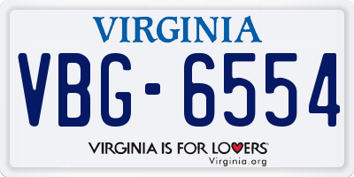 VA license plate VBG6554