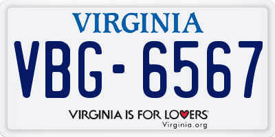 VA license plate VBG6567