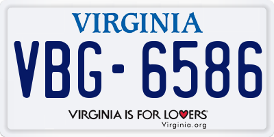 VA license plate VBG6586