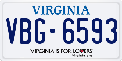 VA license plate VBG6593