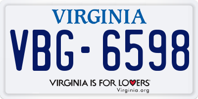 VA license plate VBG6598