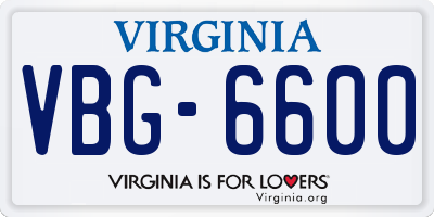 VA license plate VBG6600