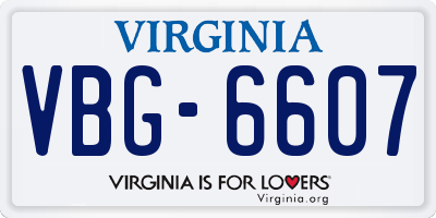 VA license plate VBG6607