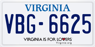 VA license plate VBG6625