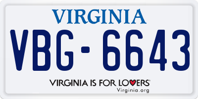 VA license plate VBG6643