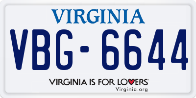 VA license plate VBG6644