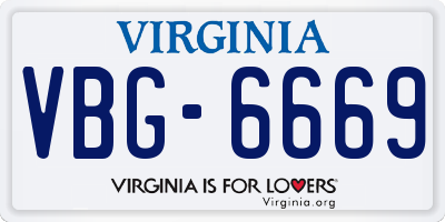 VA license plate VBG6669