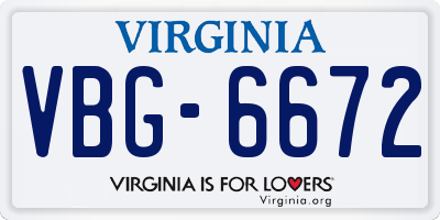 VA license plate VBG6672