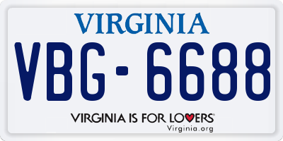 VA license plate VBG6688