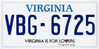 VA license plate VBG6725