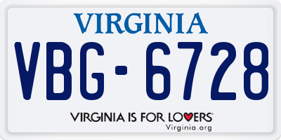 VA license plate VBG6728