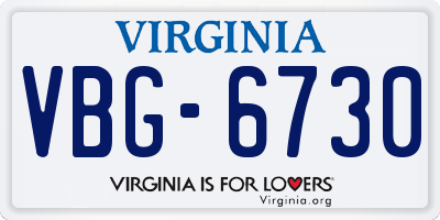 VA license plate VBG6730