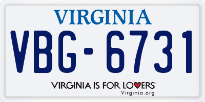 VA license plate VBG6731