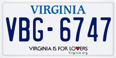 VA license plate VBG6747