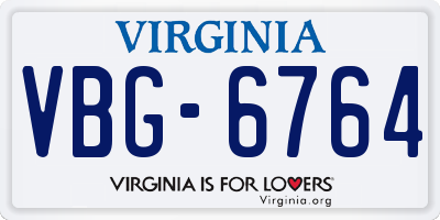 VA license plate VBG6764