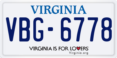 VA license plate VBG6778