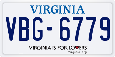 VA license plate VBG6779