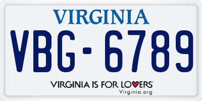 VA license plate VBG6789
