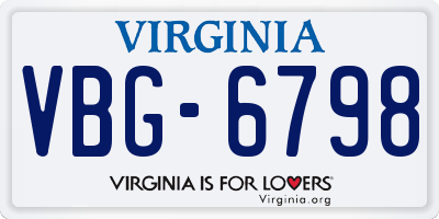 VA license plate VBG6798