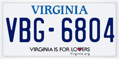 VA license plate VBG6804